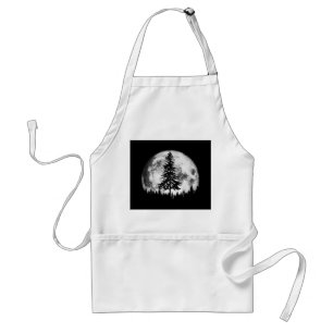 Retro Vollmond & Minimalistischer Pine Tree Vintag Schürze