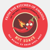 Retro-Vorlage für selbstgemachte Hot-Sauce-Etikett Runder Aufkleber (Vorderseite)