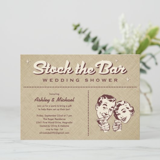 Retro Vorrat die Bar-Party Einladungen (Stehend Vorderseite)