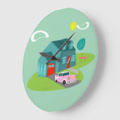 Retro-Vorstadtgebäude - Acrylmauer Große Wanduhr (Winkel)