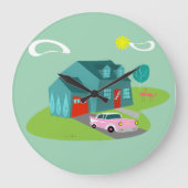 Retro-Vorstadtgebäude - Acrylmauer Große Wanduhr (Vorderseite)