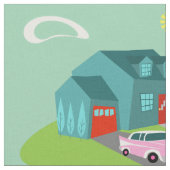 Retro Vorstadthaus gekämmtes Baumwollgewebe Stoff (Nahaufnahme)