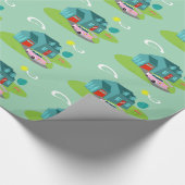 Retro Vorstadthaus-Packpapier Geschenkpapier (Ecke)