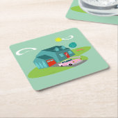 Retro-Vorstadtkarosserie-Untersetzer Rechteckiger Pappuntersetzer (angewinkelt)