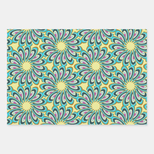 Retro Vortex Petal Burst Muster Geschenkpapier Set (Vorderseite 3)