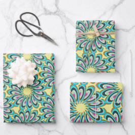 Retro Vortex Petal Burst Muster Geschenkpapier Set