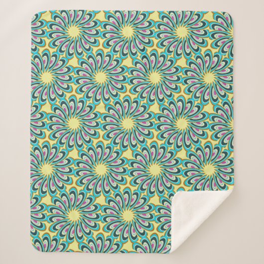 Retro Vortex Petal Burst Muster Sherpadecke (Vorderseite)