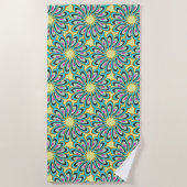 Retro Vortex Petal Burst Muster Strandtuch (Vorderseite)
