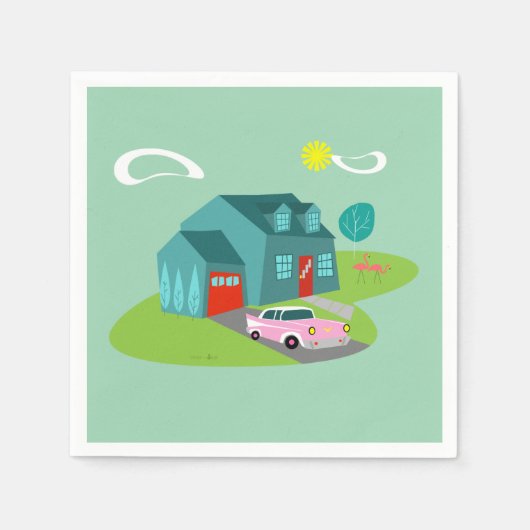 Retro Vorurban House Paper Napkins Serviette (Vorderseite)