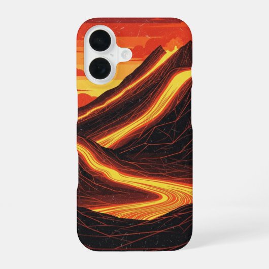 Retro-Vulkanglühen iPhone 16 Hülle (Rückseite)