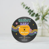 Retro Vynil Record Groovy Baby Shower 70er 80er Gi Einladung (Stehend Vorderseite)