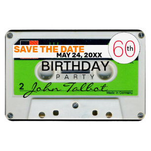 Retro W Audiotape 60. Geburtstag Save the Date FPM Magnet