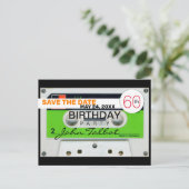 Retro W Audiotape 60. Geburtstag Save the Date HPC Feiertagspostkarte (Stehend Vorderseite)