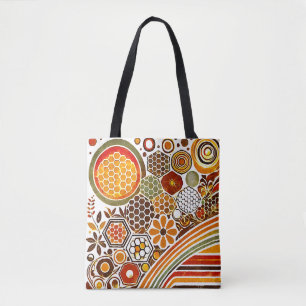 Retro-Waben-Tasche Bienen-Design Tasche