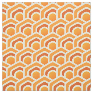 Retro-Waben-Wellen Orange Sechseck-Muster Stoff