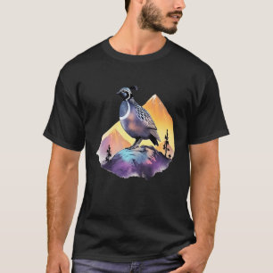 Retro Wachtelvogel Vintage Berg Aquarell Vogel T-Shirt