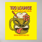 Retro Waikiki Tiki Lounge Print on Brown Poster (Vorne)