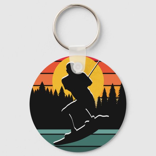 Retro Wakeboard Water Ski Sport Surfing Silhouette Schlüsselanhänger (Vorderseite)
