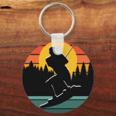 Retro Wakeboard Water Ski Sport Surfing Silhouette Schlüsselanhänger (Vorderseite)