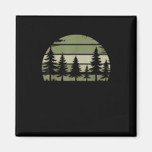 Retro-Wald-Bäume-Wildtier-Natur-Vintage-Wald Magnet