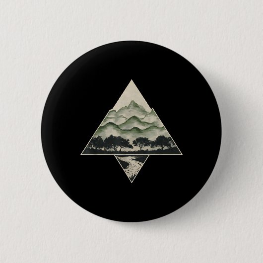 Retro-Wald-Bäume-Wildtiere-Natur-Vintage Button (Vorderseite)