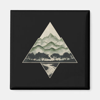 Retro-Wald-Bäume-Wildtiere-Natur-Vintage Magnet