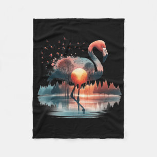 Retro-Wald-Flamingo-Draußen-Natur-Frauen-Männer-Vi Fleecedecke