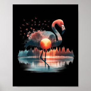 Retro-Wald-Flamingo-Draußen-Natur-Frauen-Männer-Vi Poster
