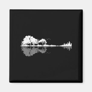 Retro-Wald Lustige Natur Gitarre Klick Musik  Magnet