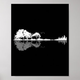 Retro-Wald Lustige Natur Gitarre Klick Musik  Poster
