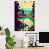 Retro-Wald mit Seelandschaft Poster (Heimbüro)