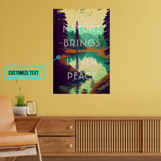 Retro-Wald mit Seelandschaft Poster