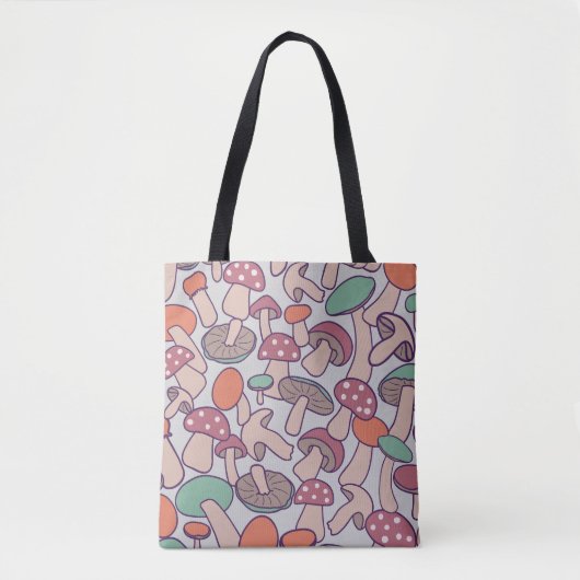 Retro-Wald-Pilzmuster Herbst-Mycelium Tasche (Vorderseite)