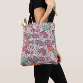 Retro-Wald-Pilzmuster Herbst-Mycelium Tasche (Von Nahem)