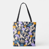 Retro-Wald-Pilzmuster Mitternachtswald Tasche (Rückseite)