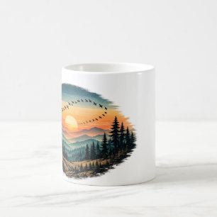 Retro Wald Sonnenuntergang Tasse Vintage Natur S
