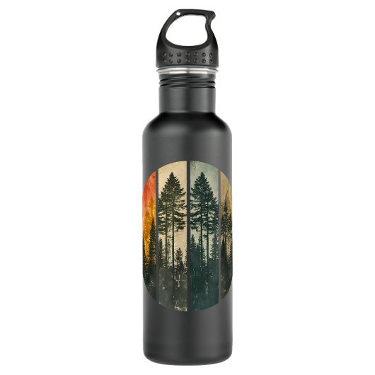 Retro Waldbäume im Freien Natur Frauen Vinta Edelstahlflasche (Vorderseite)
