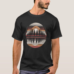 Retro-Waldbäume Vintage Sonnenuntergang Grafische T-Shirt