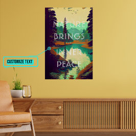 Retro-Wälder mit Seenlandschaft Poster