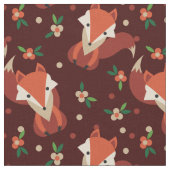 Retro Waldfuchs-und -Blumen-Muster Stoff (Nahaufnahme)