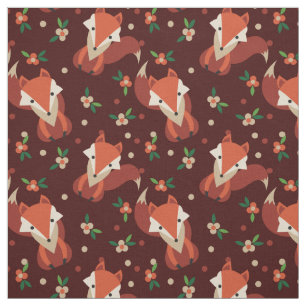 Retro Waldfuchs-und -Blumen-Muster Stoff