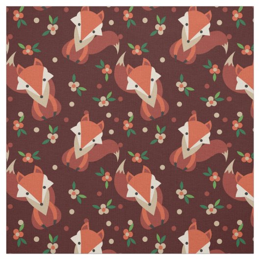Retro Waldfuchs-und -Blumen-Muster Stoff (Muster)