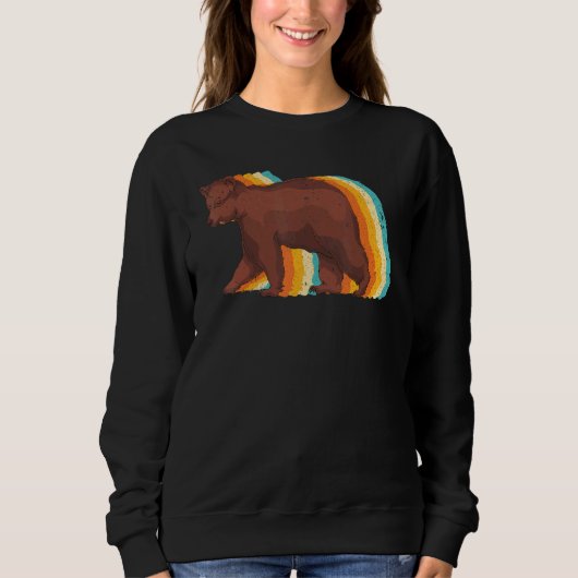 Retro-Waldtier Grizzlybär Sweatshirt (Vorderseite)