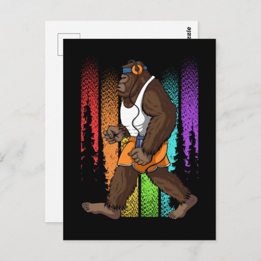 Retro Walking Bigfoot Weird Postkarte (Vorne/Hinten)