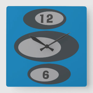 Retro Wall Clock - veränderbare Hintergrundfarbe! Quadratische Wanduhr