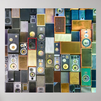Retro Wall-Hung: Design Vintager Lautsprecher Poster