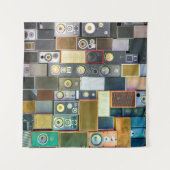Retro Wall-Hung: Design Vintager Lautsprecher Wandteppich (Vorderseite (Horizontal))