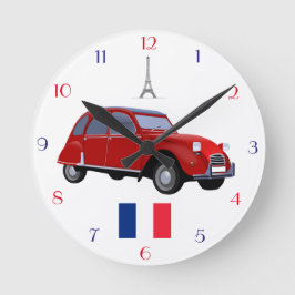 Retro Wand-Uhr Citroen 2CV Runde Wanduhr