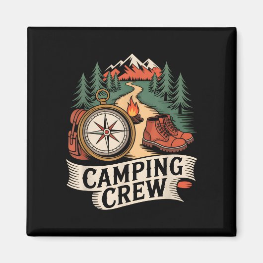 Retro-Wander-Camping-Crew Outdoor-Teamleiter Magnet (Vorne)