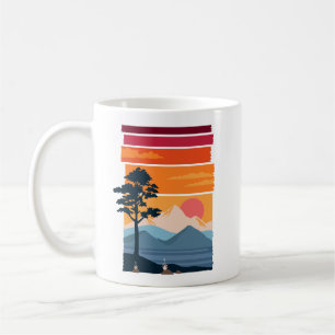 Retro-Wanderlust-Sonnenuntergang-Berg-Naturschönhe Kaffeetasse